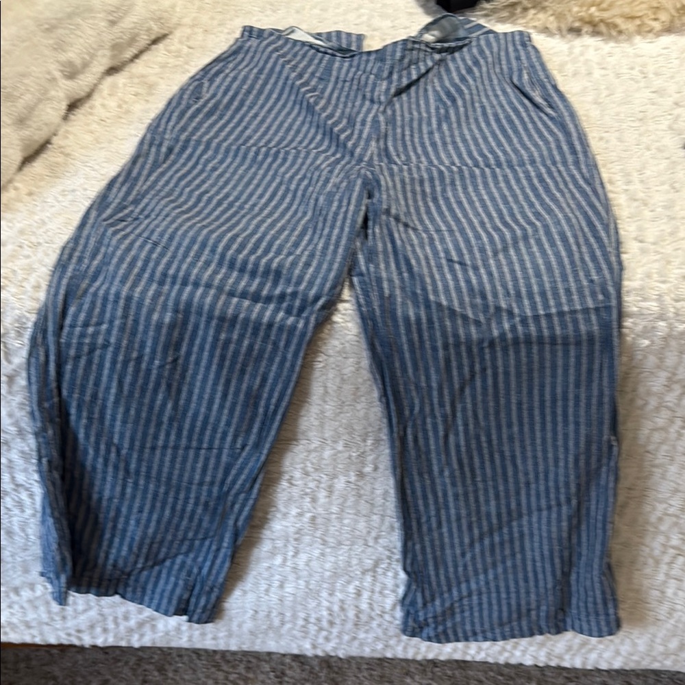 Blue Striped cropped Pants